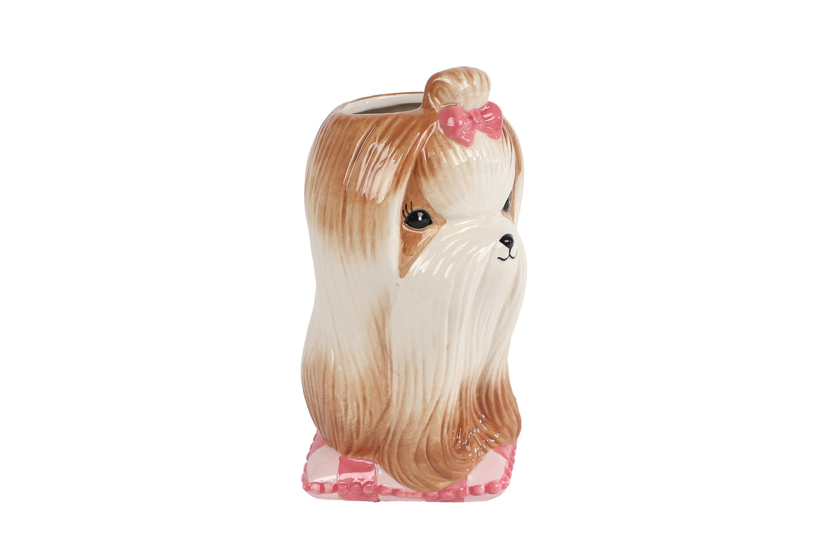 Hondenvaasje Aardewerk met Roze Details – 18 cm | 4 varianten