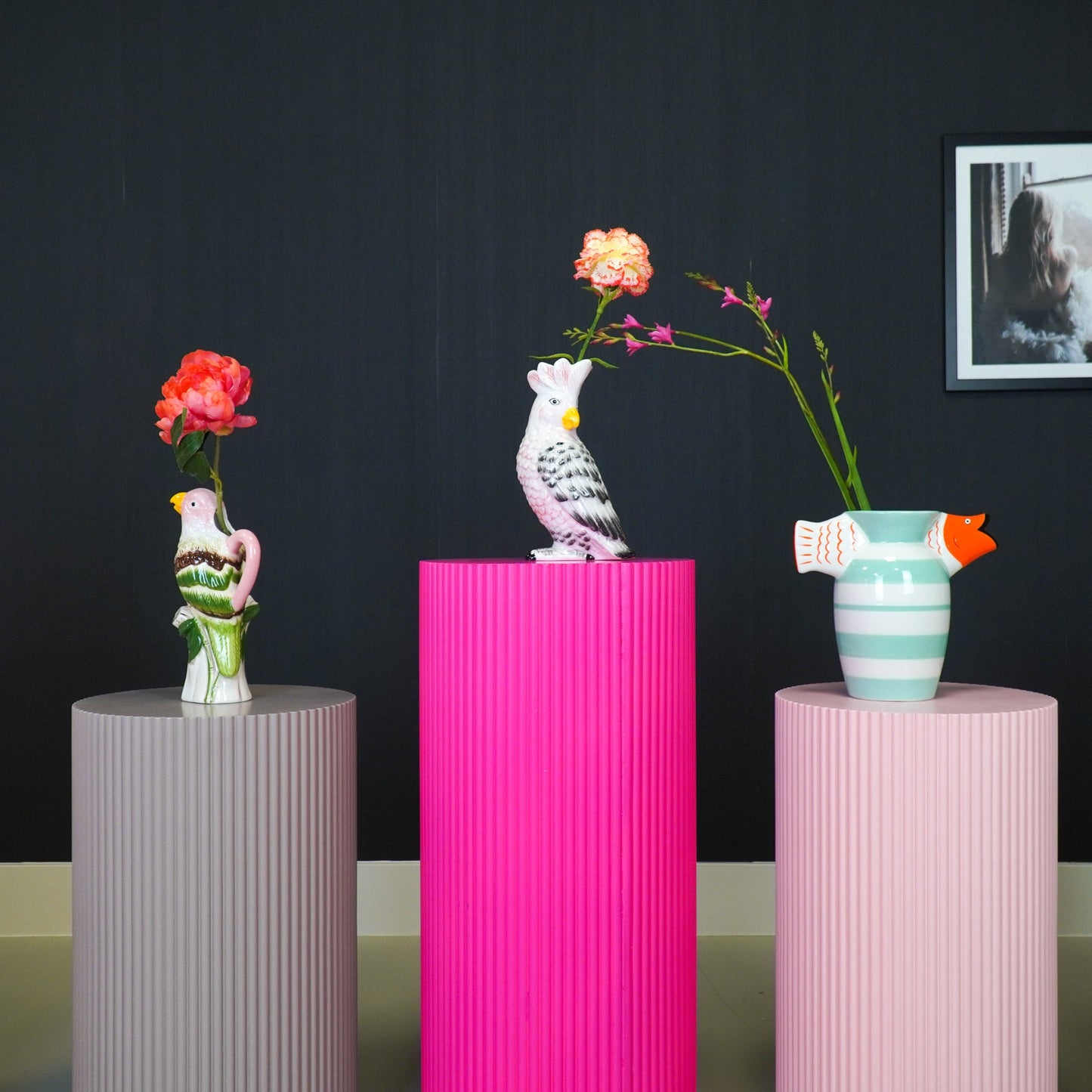 Papageienvase in Kakaduform – Dolomit – 22 cm