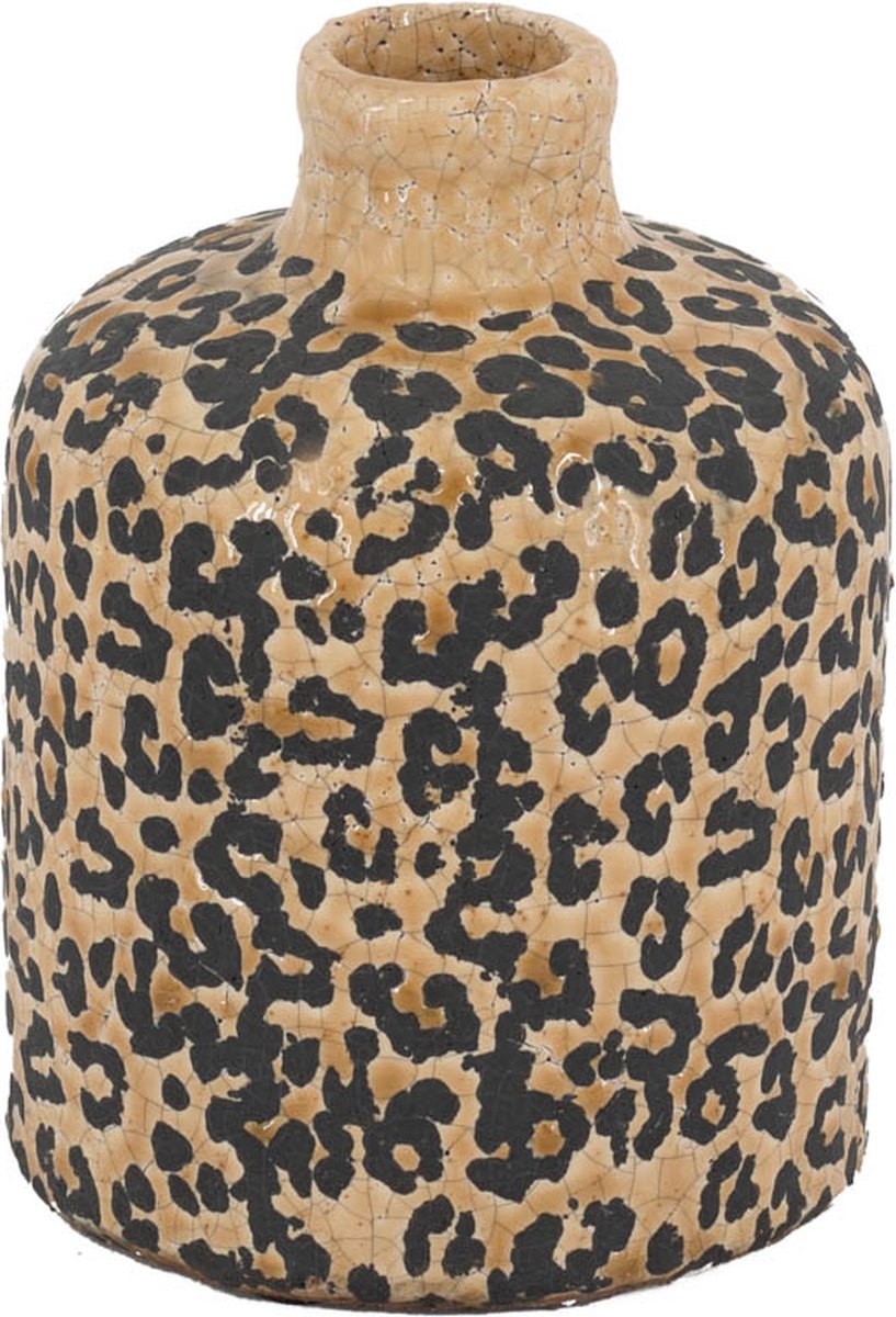 Aardewerk vaas panterprint – 18,5 of 20,5 cm – vintage jungle stijl