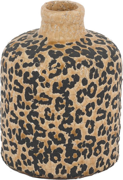 Aardewerk vaas panterprint – 18,5 of 20,5 cm – vintage jungle stijl