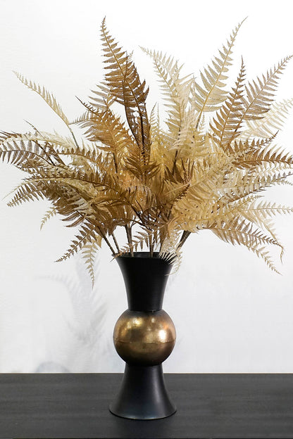 Design Vase Metal – 32 cm High – Black with Gold Ball – Industrial Chic