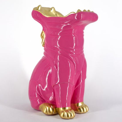 Fuchsia nijlpaard vaas van aluminium decoratief object 38,7 cm