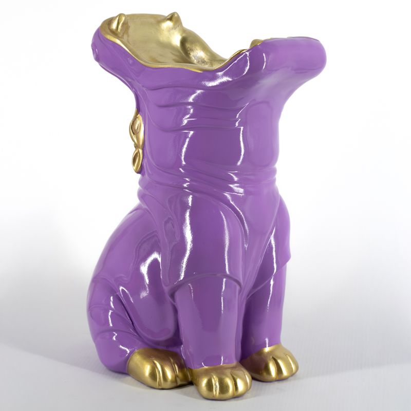 Paarse nijlpaard vaas met gouden details van aluminium 31 cm hoog