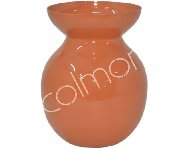 Papaya-oranje metalen vaas Jolie 13x12x14 cm van Colmore – glanzend emaille