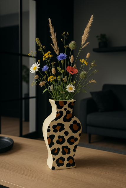 Panterprint Vaas van Keramiek – Luipaardprint Decoratie 24 cm