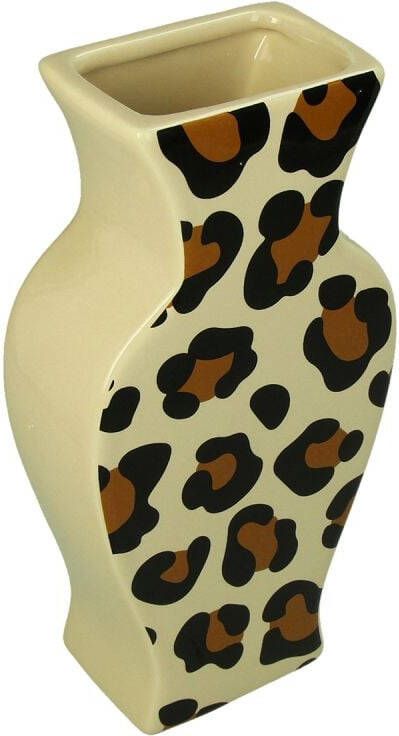 Keramieken vaas met panterprint – 24 cm jungle decoratie Krokomingo