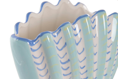 Shell vase blue ceramic – decorative vase Ibiza style