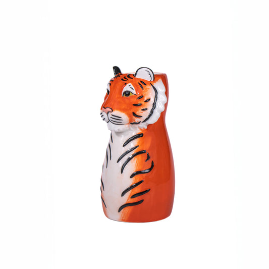 Keramieken tijger vaas – oranje met zwarte strepen – 20 x 12 x 10 cm