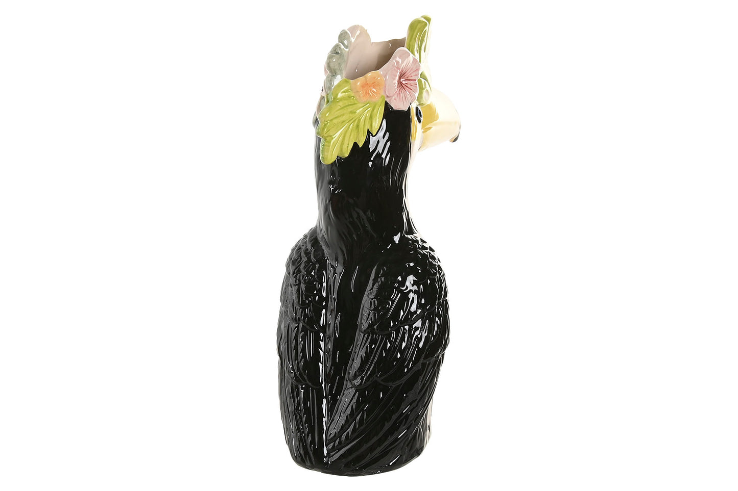 Keramieken Toekan Vaas met Tropische Bloemen – 25 cm