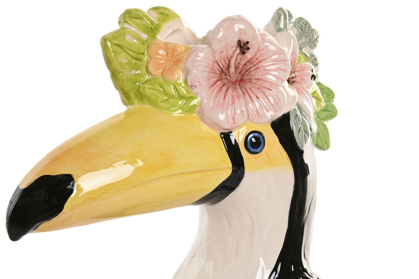 Keramieken Toekan Vaas met Tropische Bloemen – 25 cm