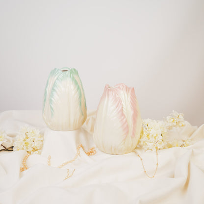 Tulip Vase Pink and White – Earthenware – 19 cm