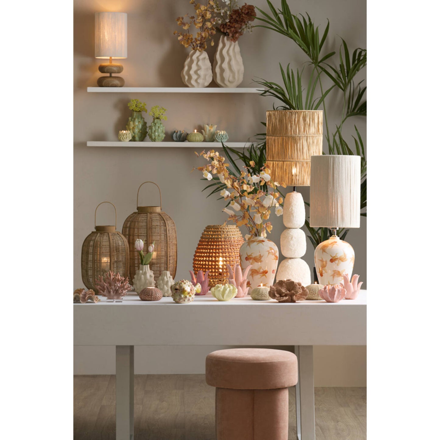 Vase TAYA – Keramik, Creme – Ø 12 x 16,5 cm – Light &amp; Living