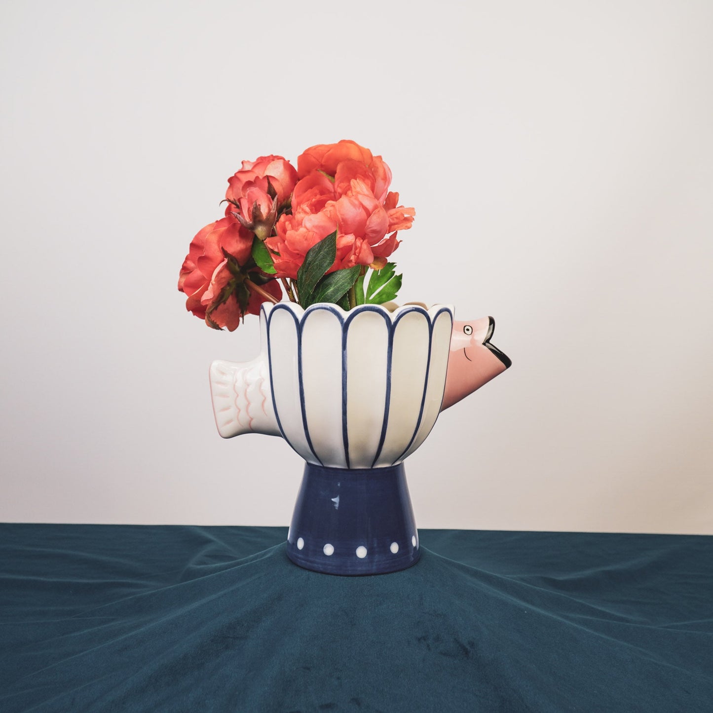 Blush Fish Vaas – Roze/Blauw met Voet