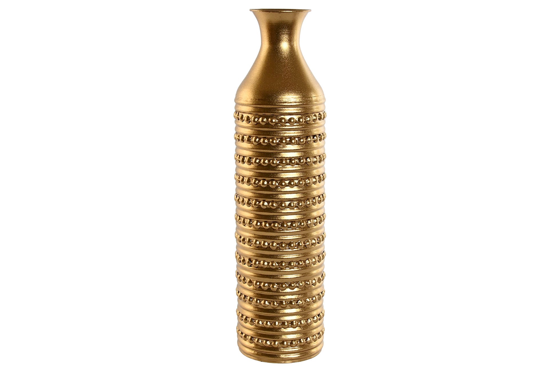 Luxe gouden metalen vloervaas met reliëfstructuur – 51,5 cm hoog decoratief design