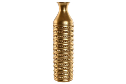 Luxe gouden metalen vloervaas met reliëfstructuur – 51,5 cm hoog decoratief design