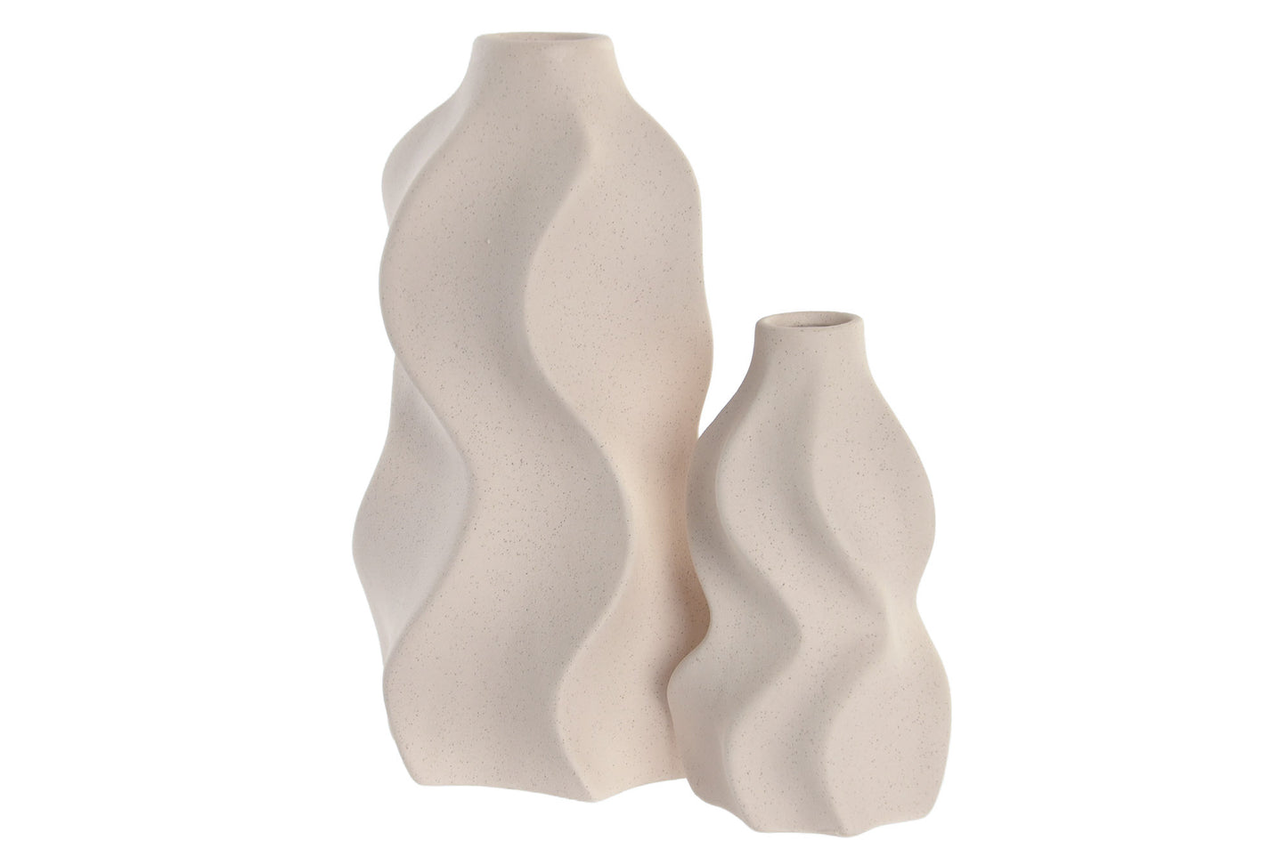 Organische Stoneware Vaas 18 cm – Gebroken Wit met Subtiele Spikkels en Gedraaid Design