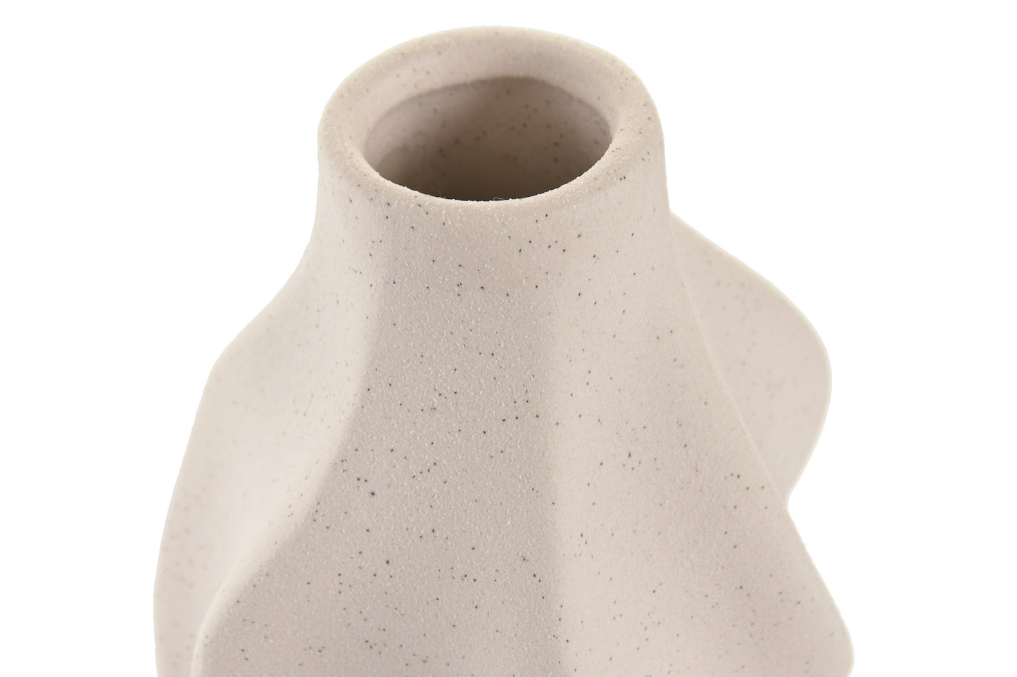 Organische Stoneware Vaas 18 cm – Gebroken Wit met Subtiele Spikkels en Gedraaid Design