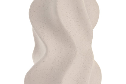Organische Stoneware Vaas 18 cm – Gebroken Wit met Subtiele Spikkels en Gedraaid Design