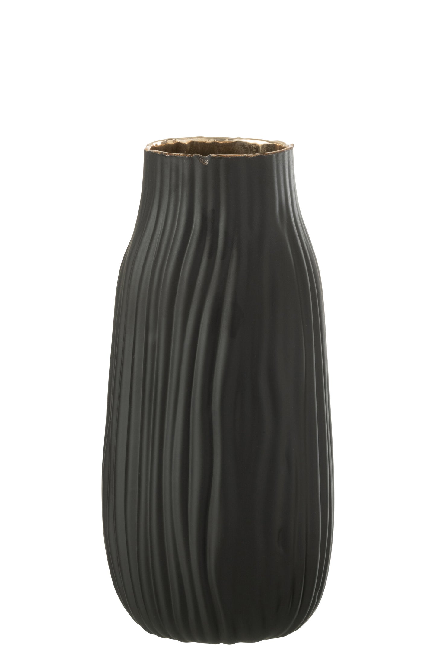 Schwarze Glasvase mit Goldrand