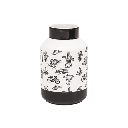 Dutch Black Vaas – Keramiek – Zwart/Wit – 18,5 cm