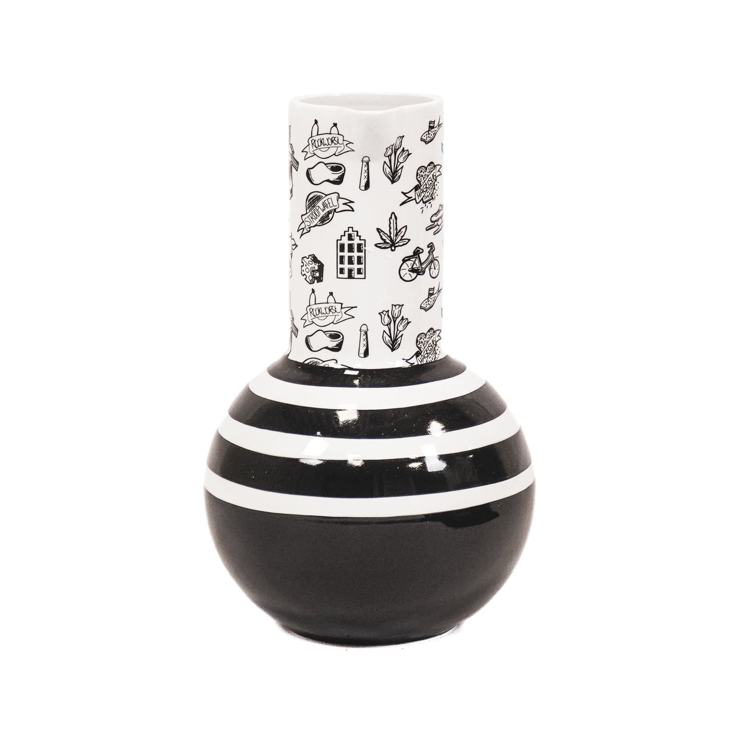 Vase/Krug, Schwarz, Holländisch – Keramik – Schwarz/Weiß – 27,5 cm