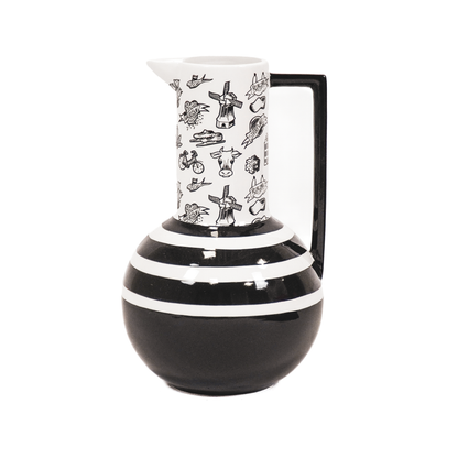Vase/Krug, Schwarz, Holländisch – Keramik – Schwarz/Weiß – 27,5 cm