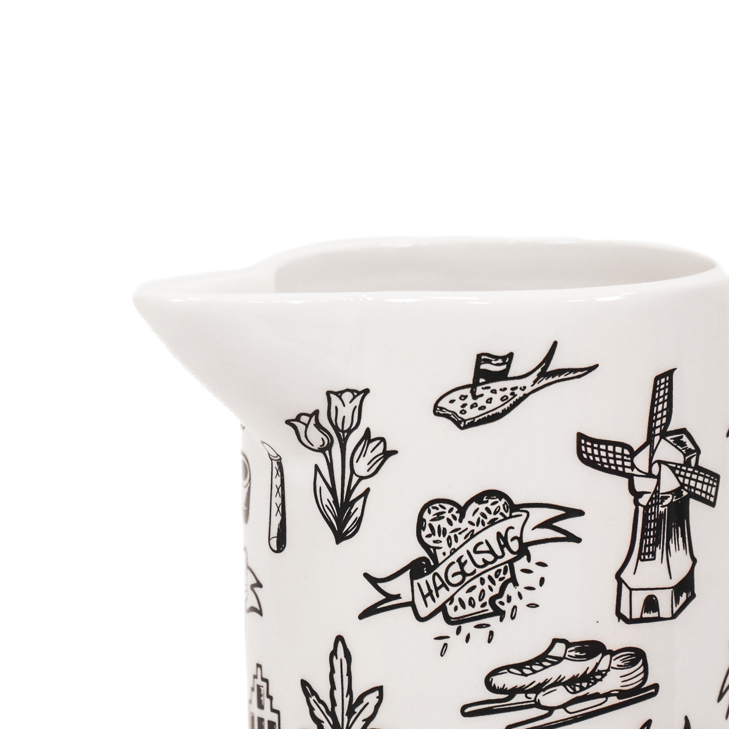 Vase/Krug, Schwarz, Holländisch – Keramik – Schwarz/Weiß – 27,5 cm