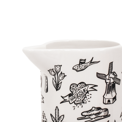 Vase/Krug, Schwarz, Holländisch – Keramik – Schwarz/Weiß – 27,5 cm