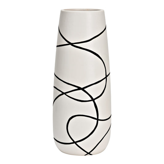 Zwart-witte keramische vaas – modern design vaas 25 cm