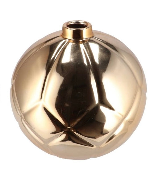 Set van 3 Gouden Vaasjes in Kerstbalvorm – Keramiek – Kerstdecoratie