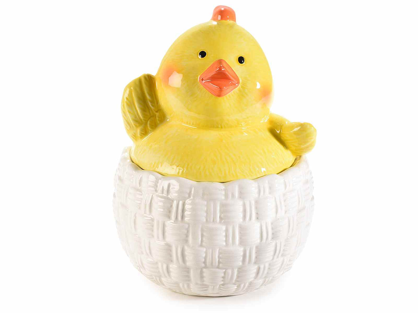 keramiek kuiken snoeppot paasmandje met kuiken deksel paasdecoratie