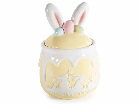 keramiek konijnen snoeppot met konijnenoren paasdecoratie voorraadpot konijn