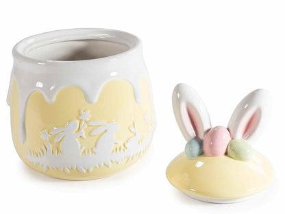 Keramik Kaninchen Bonbonglas – Vorratsdose mit Hasenohren