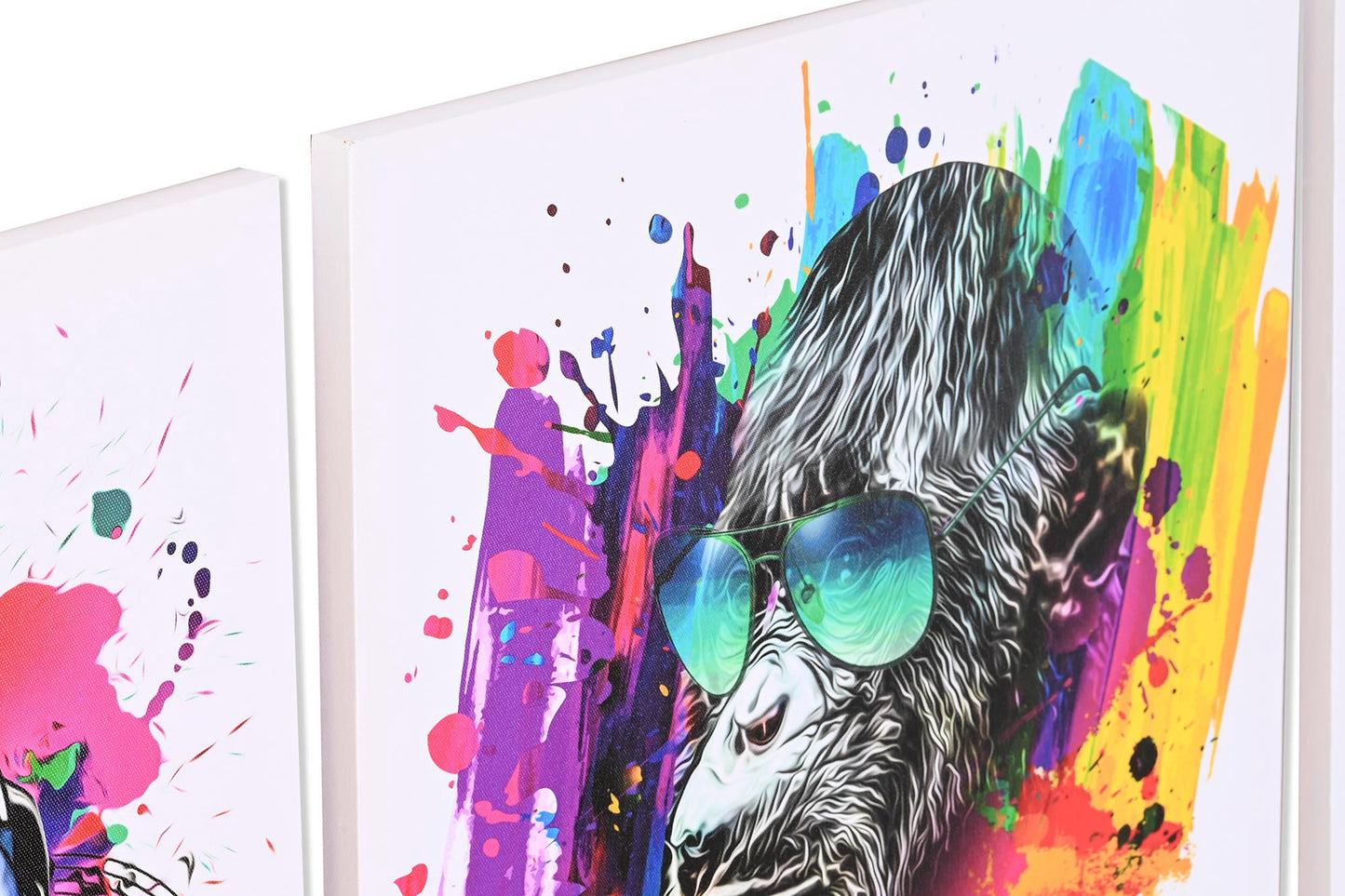 Canvas Schilderijen Set – 4x Pop Art Aap – 50x50 cm – Kleurrijke Wanddecoratie