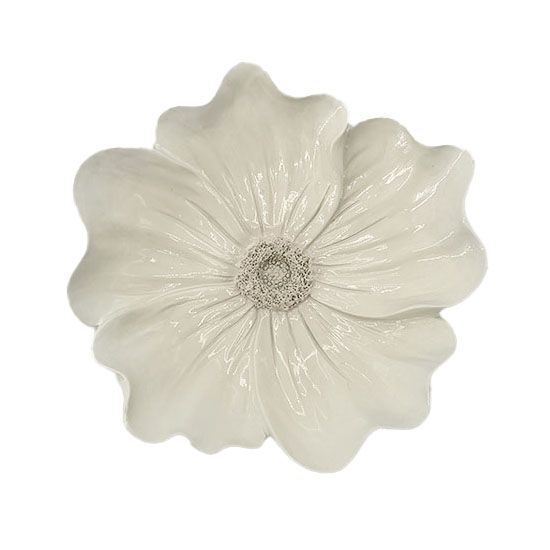 Wanddecoratie bloem Helia off-white van polystone 15,3 cm hoog