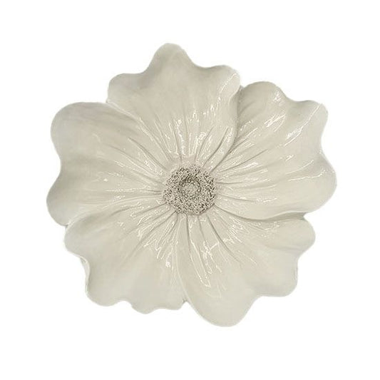Wanddecoratie bloem Helia off-white van polystone 15,3 cm hoog