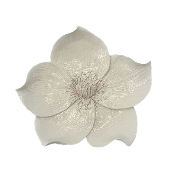 Off-white wanddecoratie bloem Zalea van polystone 15,5 cm hoog