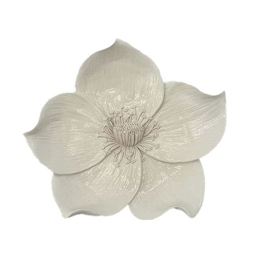 Off-white wanddecoratie bloem Zalea van polystone 15,5 cm hoog