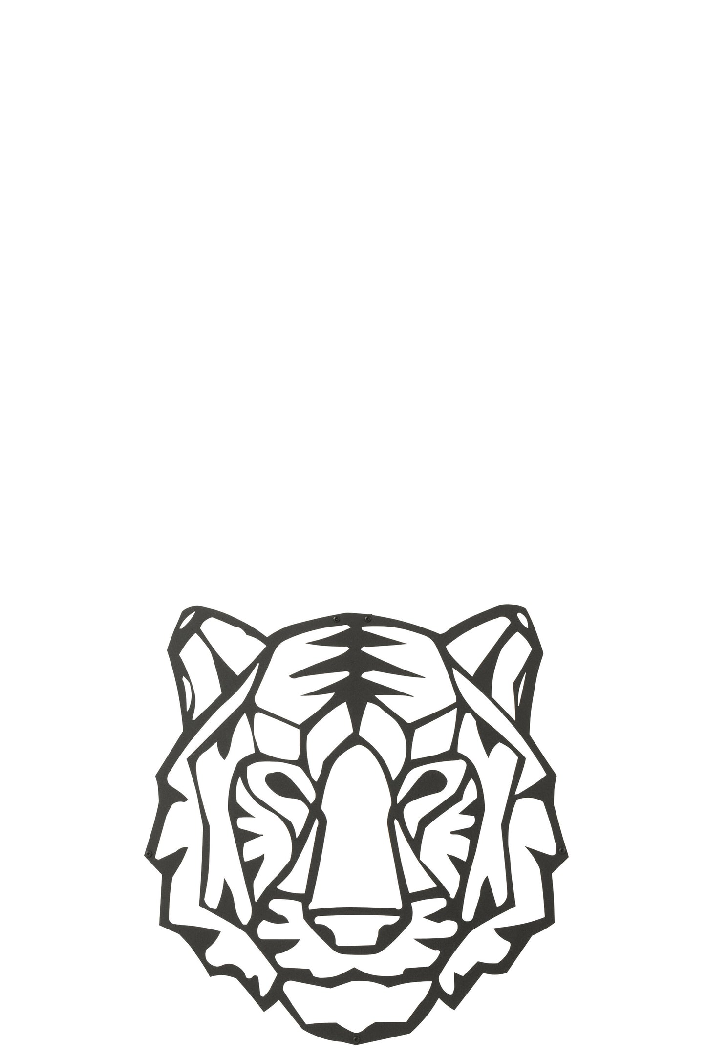 Tigerkopf-Wanddekoration, schwarzes Metall, 48,5 cm
