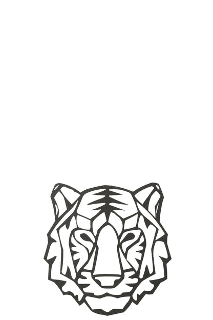 Tigerkopf-Wanddekoration, schwarzes Metall, 48,5 cm