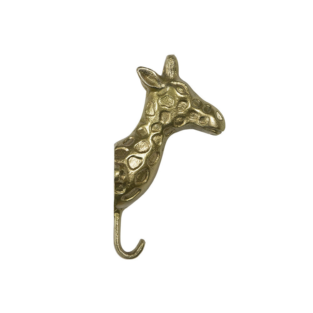 Goldener Giraffenkopf-Wandhaken – Aluminium-Tierhaken