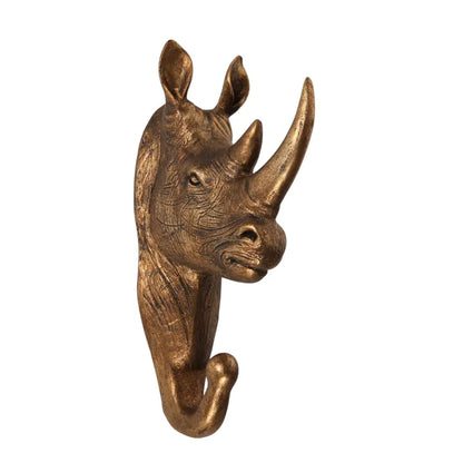 Rhinoceros Wall Hook Gold – 18.5 cm – Dutch Style