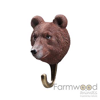 Hook'd! Kapstokhaak Beer – Decoratieve Wandhaak met Dierenkop | 11,5 cm