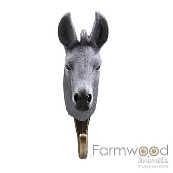 Hook'd! Kapstokhaak Ezel – Decoratieve Wandhaak met Dierenkop | 13 cm