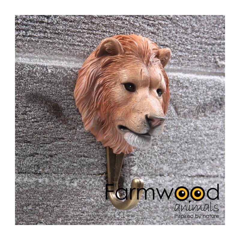 Kapstokhaak leeuw Farmwood Animals Hook’d polyresin 12 cm safari wandhaak