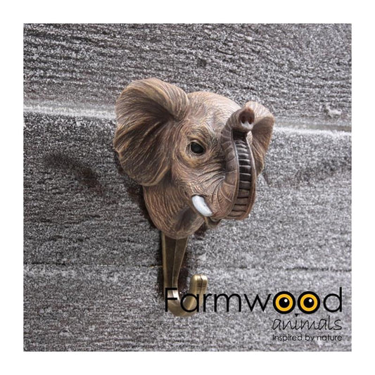 Kapstok haak olifant Farmwood Animals Hook’d polyresin dieren wandhaak 11 cm