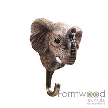 Farmwood Animals Hook'd! kapstokhaak olifant met karakteristieke slurf, grote oren en gebogen ophanghaak