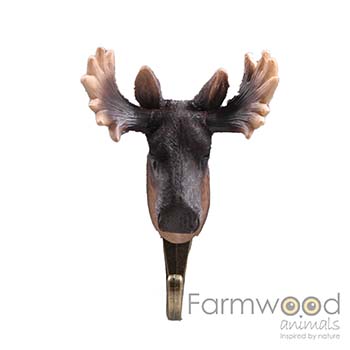 Hook'd! Kapstokhaak Eland – Decoratieve Wandhaak met Dierenkop | 13 cm