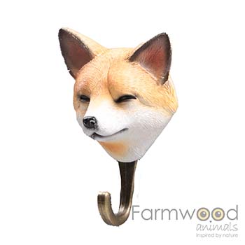 Hook'd! Kapstokhaak Vos – Decoratieve Wandhaak met Dierenkop | 12,5 cm
