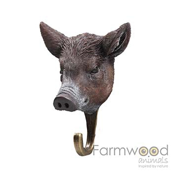 Hook'd! Kapstokhaak Wild Zwijn – Decoratieve Wandhaak met Dierenkop | 12 cm